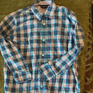 GAP Blue Green Plaid Button-Up Shirt boys